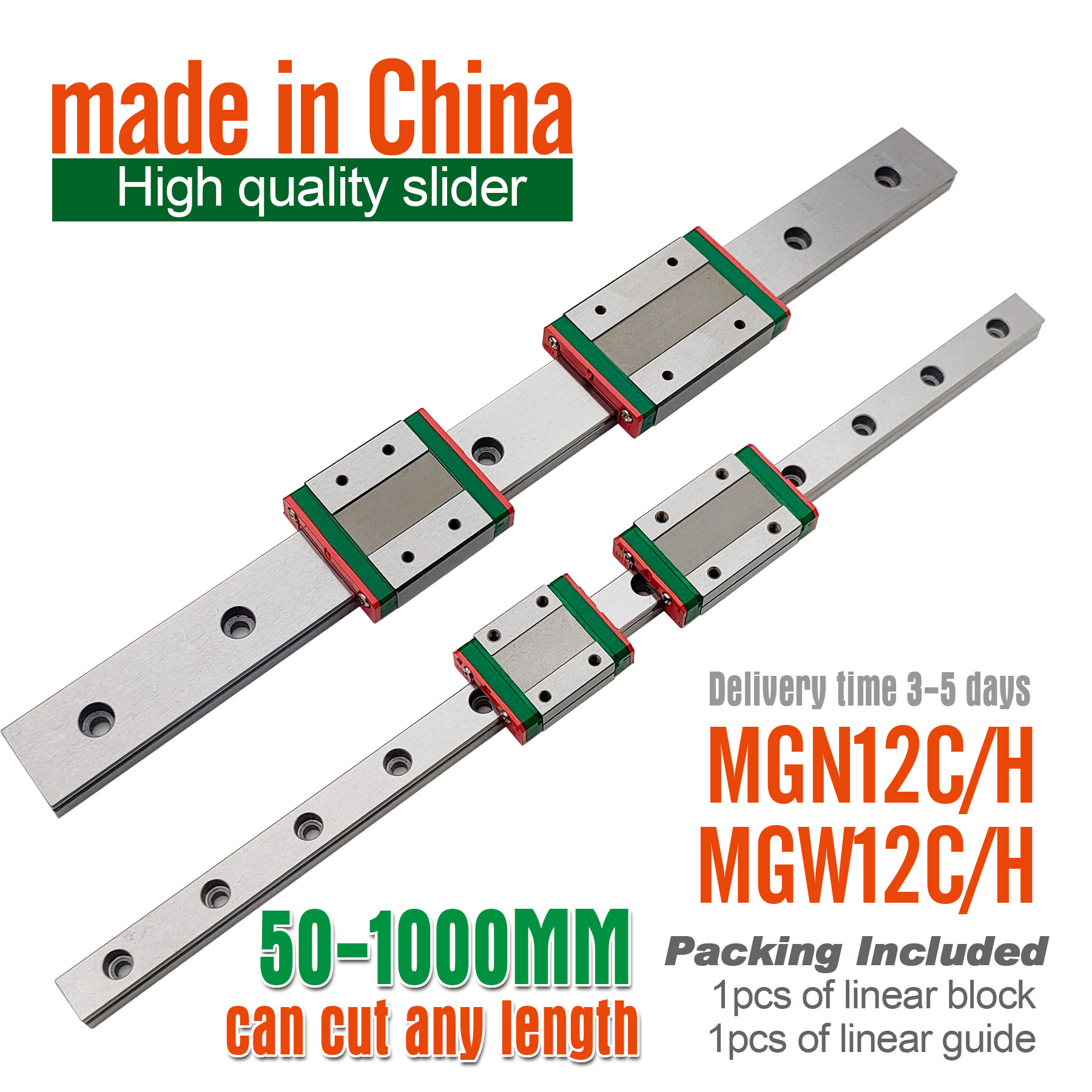 Linear Rail Mgn12H Set - MGN12H lineer kılavuz kaymak blok 300MM